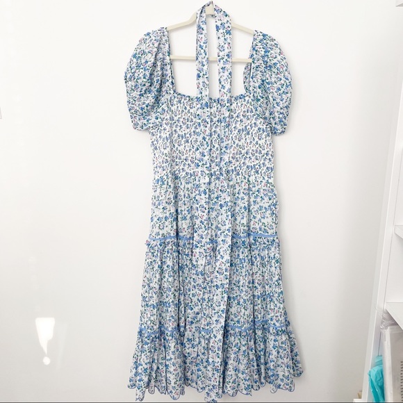 LoveShackFancy Dresses & Skirts - LoveShackFancy Masie floral smocked tiered midi dress size XL